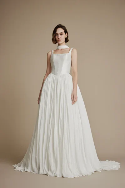 Cecil satin and chiffon wedding gown