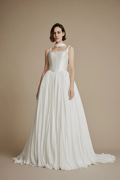 Cecil - You&I Bridal Cecil satin and chiffon wedding gown